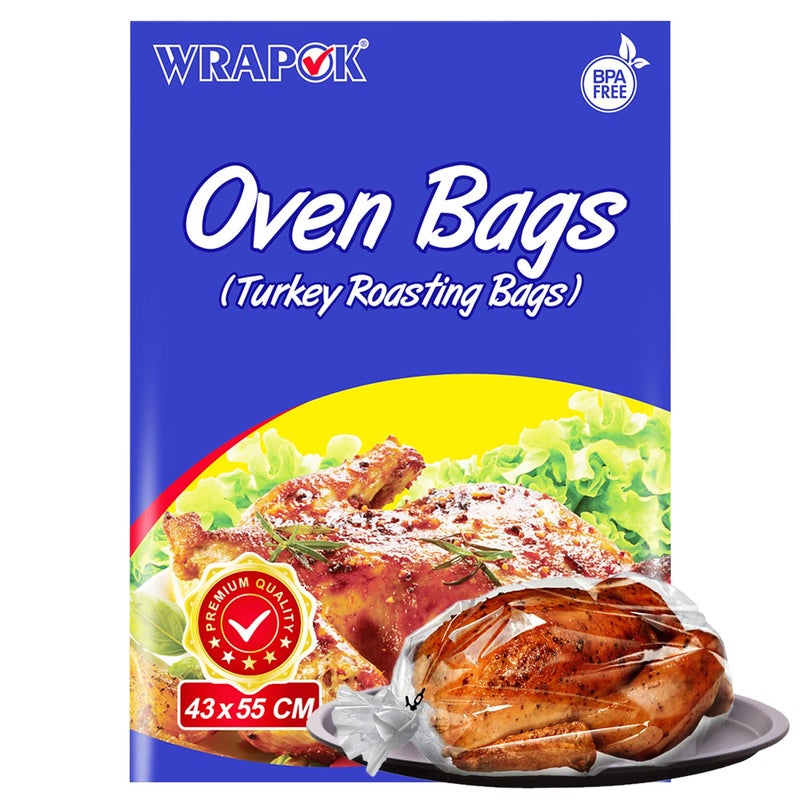 WRAPOK Oven Cooking Turkey Bags - Large Size, No Mess For Chicken, Meat, Ham, Poultry, Fish, Seafood, Vegetable - 4 Bags (17 x 21.5 Inch) - Image 1